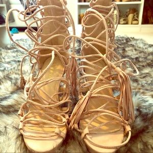 Open Toe Lace Up Stilettos